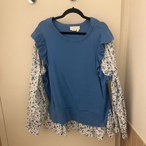 By Anthropologie Flutter-Sleeve Layered Sweater